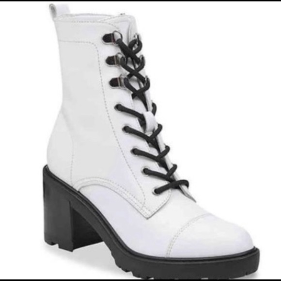 combat boots with white laces